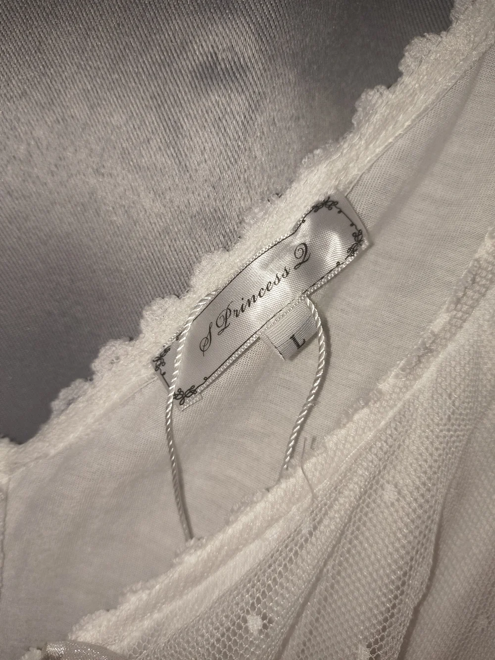 Vintage NWT Princess D White Swiss Dot Lace Cottagecore Prairie Dress Size L - Picture 4 of 6